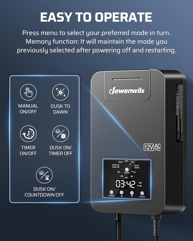 DEWENWILS 300W Low Voltage Landscape Transformer,120V AC to 12V/14V AC Low Voltage Transformer, Weatherproof Outdoor Landscape Lighting Transformer for Garden Lights, Spotlights, Steplights - Image 2
